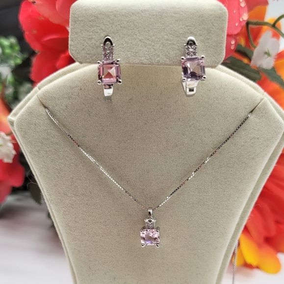 ⚘️Beautiful pink topaz necklace set - Picture 5 of 5